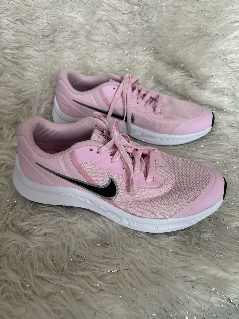 Nike Pink Young Star Runner 3 GS Sneakers Black Swoosh Size US5.5Y UK5 EUR38